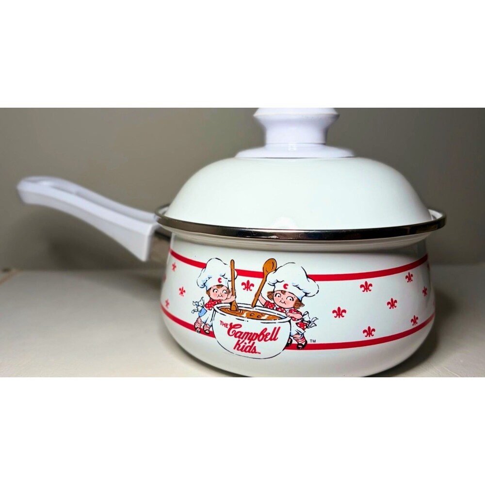 Vintage 1991 Campbell Kids Porcelain Enamel on Steel Saucepan Pot Lid Gibson